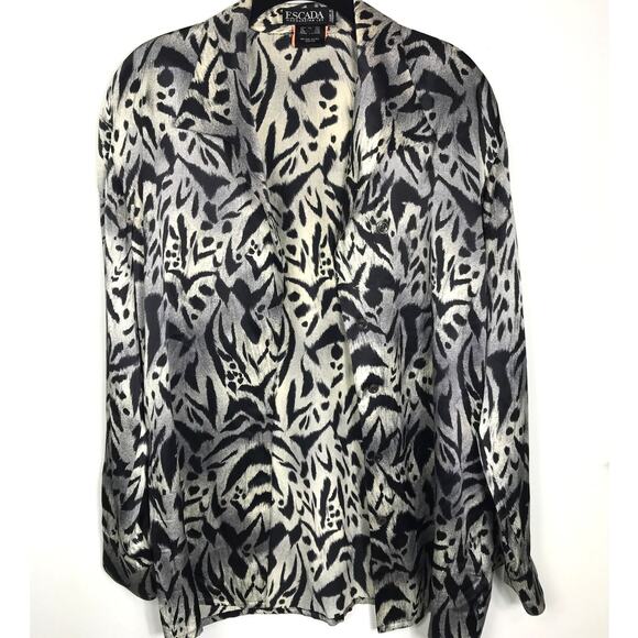 Escada 100% Silk Animal Print Blouse 36 / US 6 Corporate Business Top Classic - Picture 1 of 8
